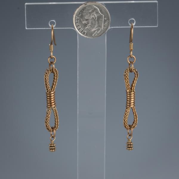 Bronze braided cinch loop earring picture