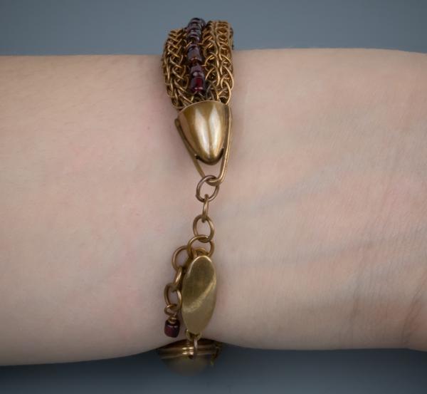 Garnet and bronze viking knit love knot cuff picture