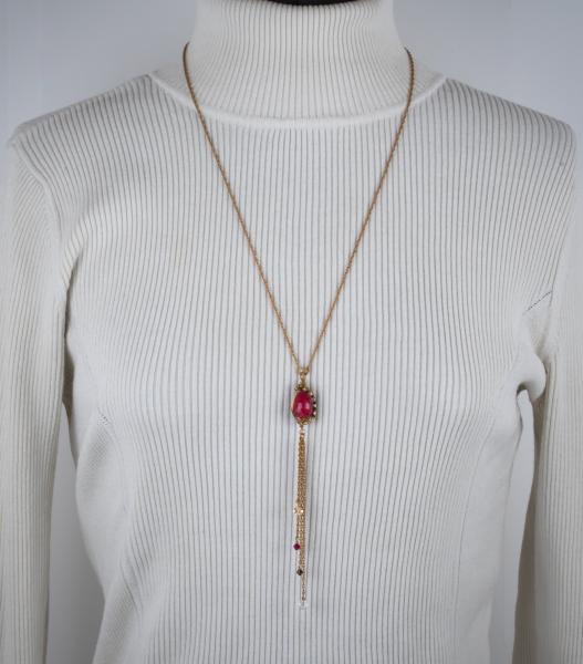 Red agate bronze tassel pendant picture