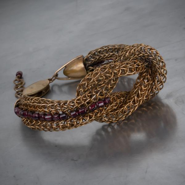 Garnet and bronze viking knit love knot cuff picture