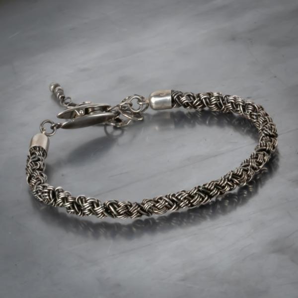 Sterling silver basket weave tube bracelet picture