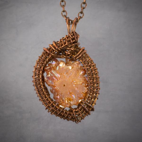 Titanium coated stalactite copper woven pendant picture