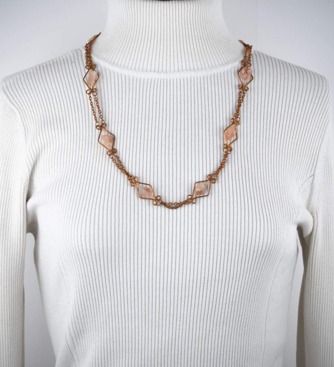 Sunstone and copper wire work necklace picture