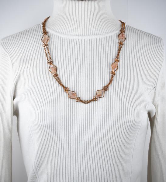 Sunstone and copper wire work necklace picture
