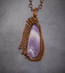 Chevron amethyst copper wire woven pendant