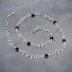 Garnet and sterling silver "S" link necklace