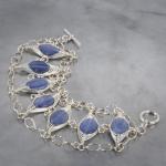 Kyanite herringbone weave sterling silver bracelet