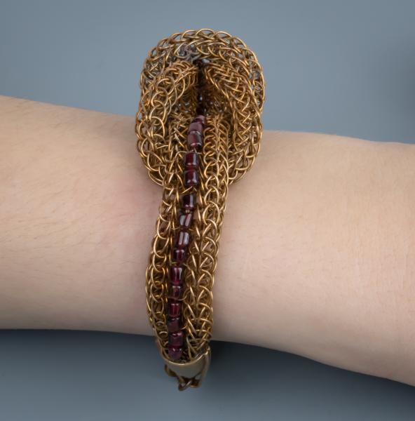 Garnet and bronze viking knit love knot cuff picture