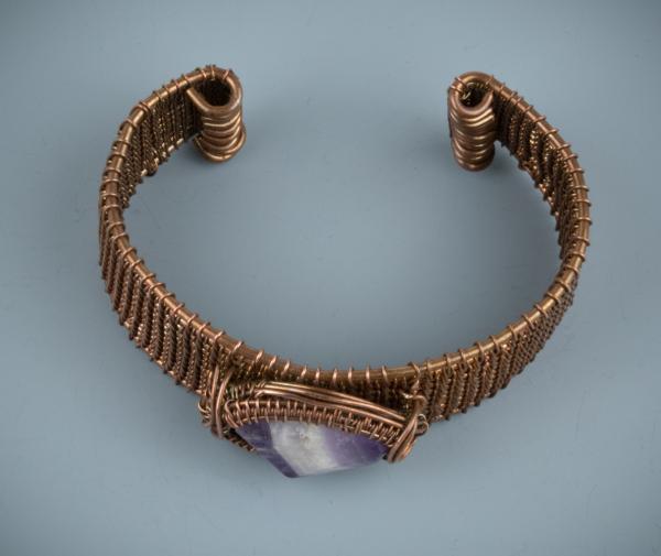 Amethyst and copper wire woven cuff. picture