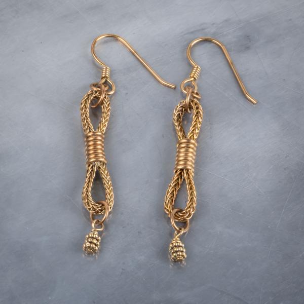 Bronze braided cinch loop earring