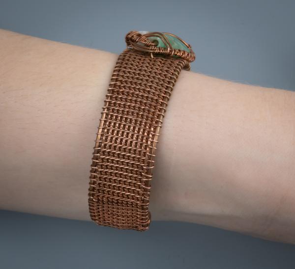 Chrysoprase and copper woven cuff picture