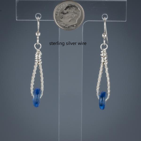Recycled glass woven  loop earring picture