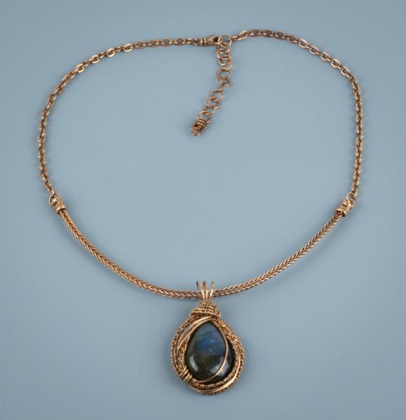 Labarodite pendant w/braided chain bronze picture