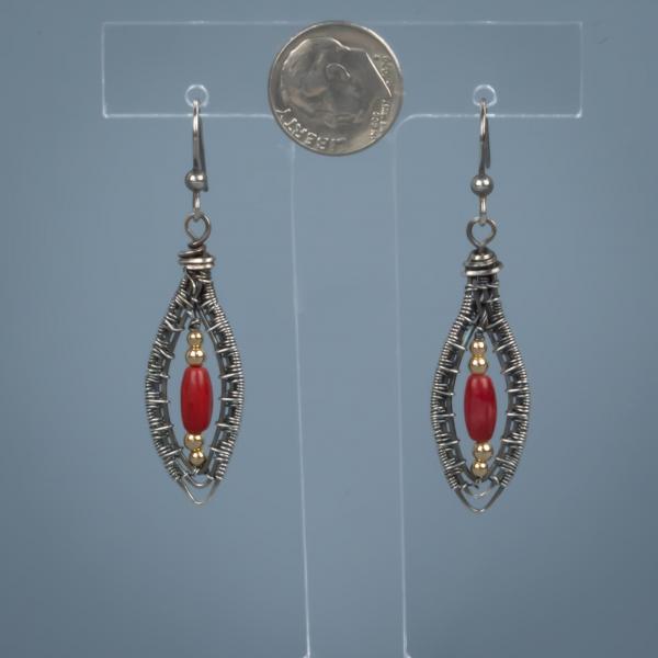 Marquis drops coral, sterling silver, gold filled picture