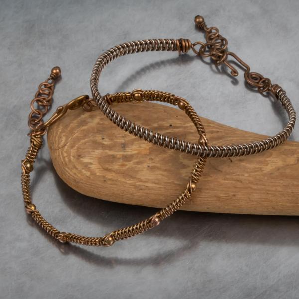 Copper and copper/silver snake weave bracelet