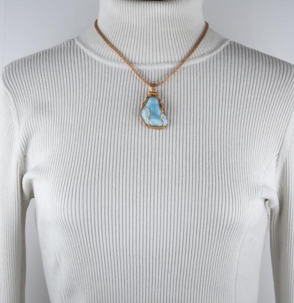 Larimar and bronze woven pendant picture