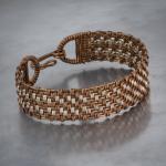 Copper and silver basket weave cuff bracelet