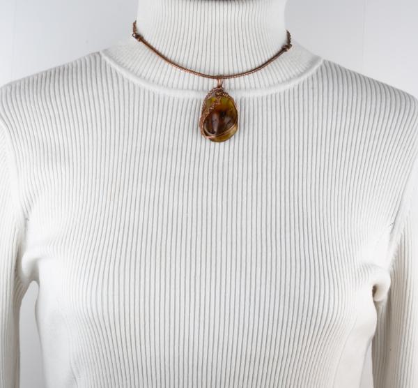 Amber copper woven pendant picture