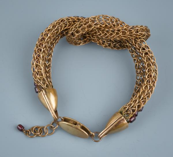 Garnet and bronze viking knit love knot cuff picture
