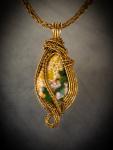 Ocean Jasper bronze wire woven pendant