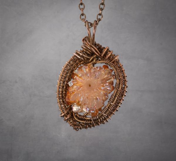 Titanium coated stalactite copper woven pendant