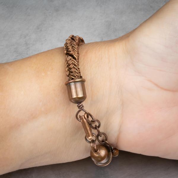 Copper spiral basket weave cuff picture