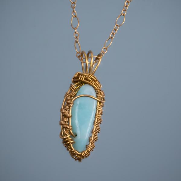 Amazonite bronze woven pendant picture