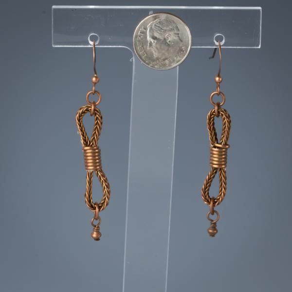 Copper braided cinch loop earrings picture