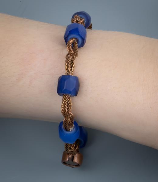 Russian blue and copper braided link bracelet. picture