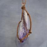 Bahai amethyst point copper woven long pendnat