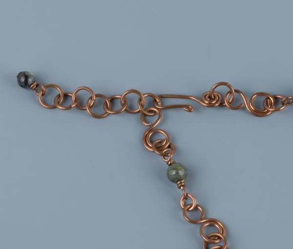 Jade copper "S" link necklace picture