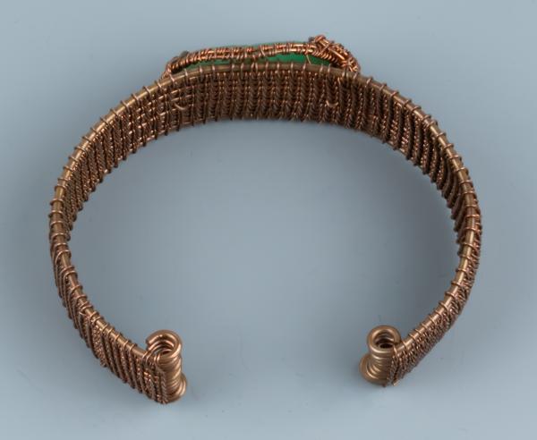 Chrysoprase and copper woven cuff picture