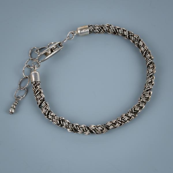 Sterling silver basket weave tube bracelet picture