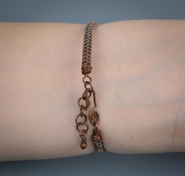 Copper and copper/silver snake weave bracelet picture