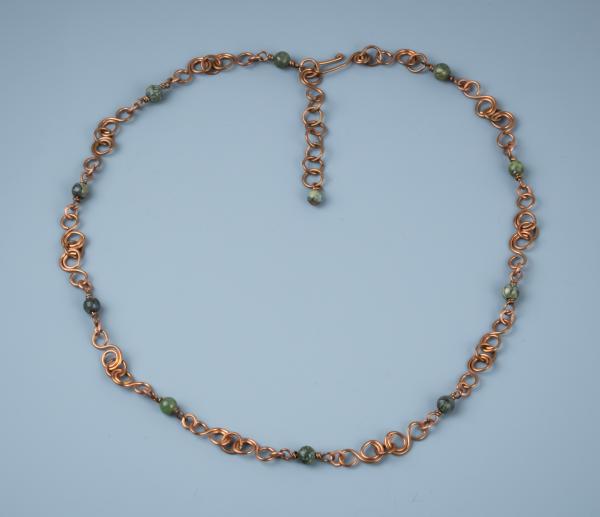 Jade copper "S" link necklace picture