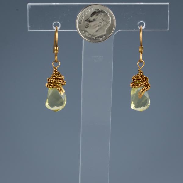 Faceted lemon quartz bronze woven earrings picture