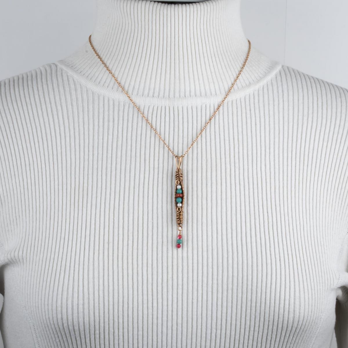 turquoise red coral pod pendant picture