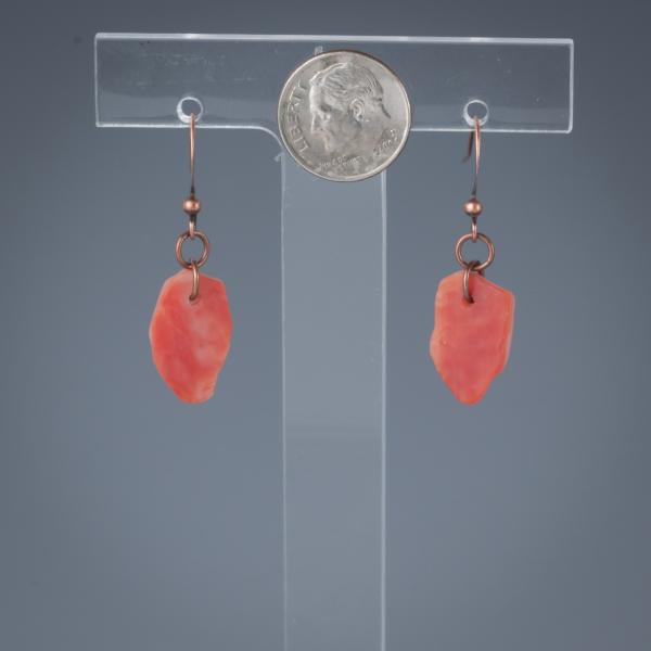 Copper wire accented tumbled glass earrings picture