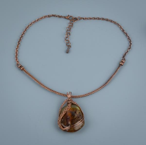 Amber copper woven pendant picture