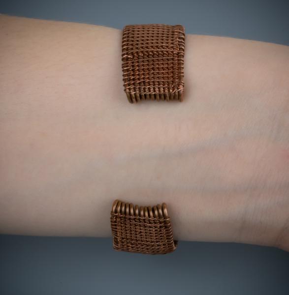 Chrysoprase and copper woven cuff picture