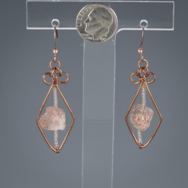 Sunstone copper wire work earrings picture