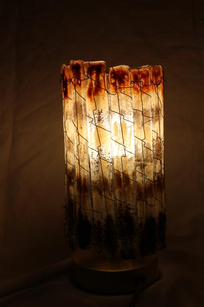 Amber and white stripes Medium Tube Luminary picture