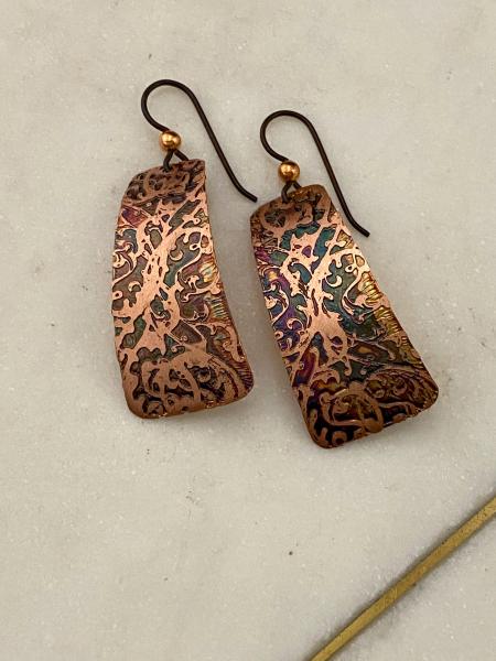 Acid etched swirl earrings