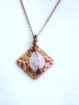 Acid etched copper necklace with moonstone