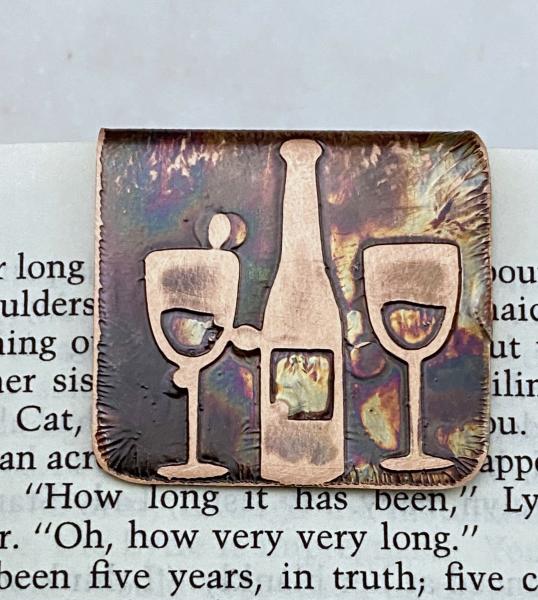 Acid etched copper wine bookmark