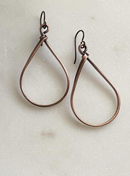 Medium copper teardrop earrings picture