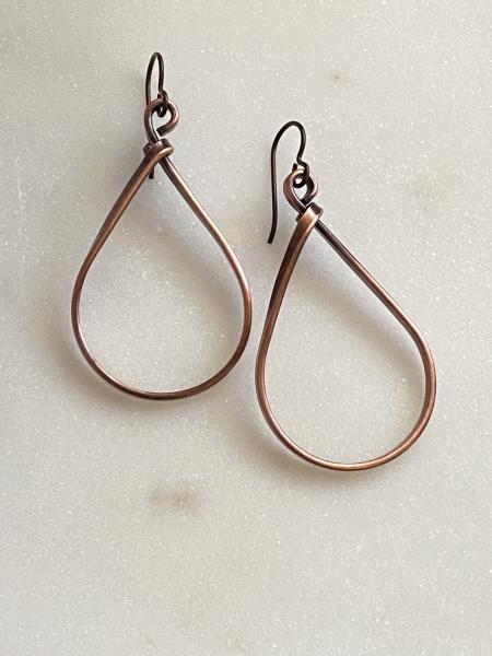 Large copper teardrop earrings