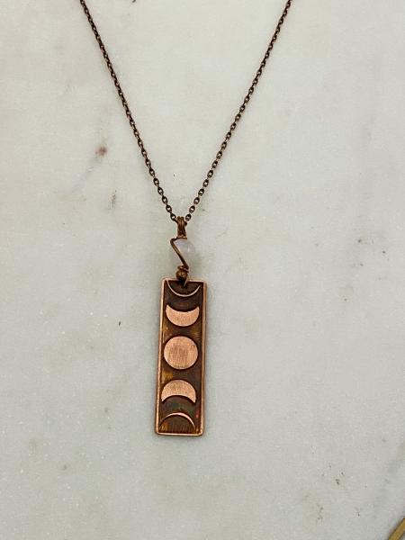 Acid etched moon phase necklace with moonstone picture