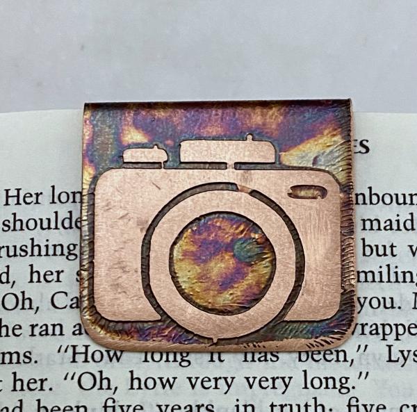 Acid etched copper camera bookmark