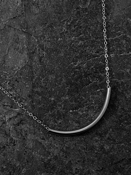 Sterling silver forged tube necklace